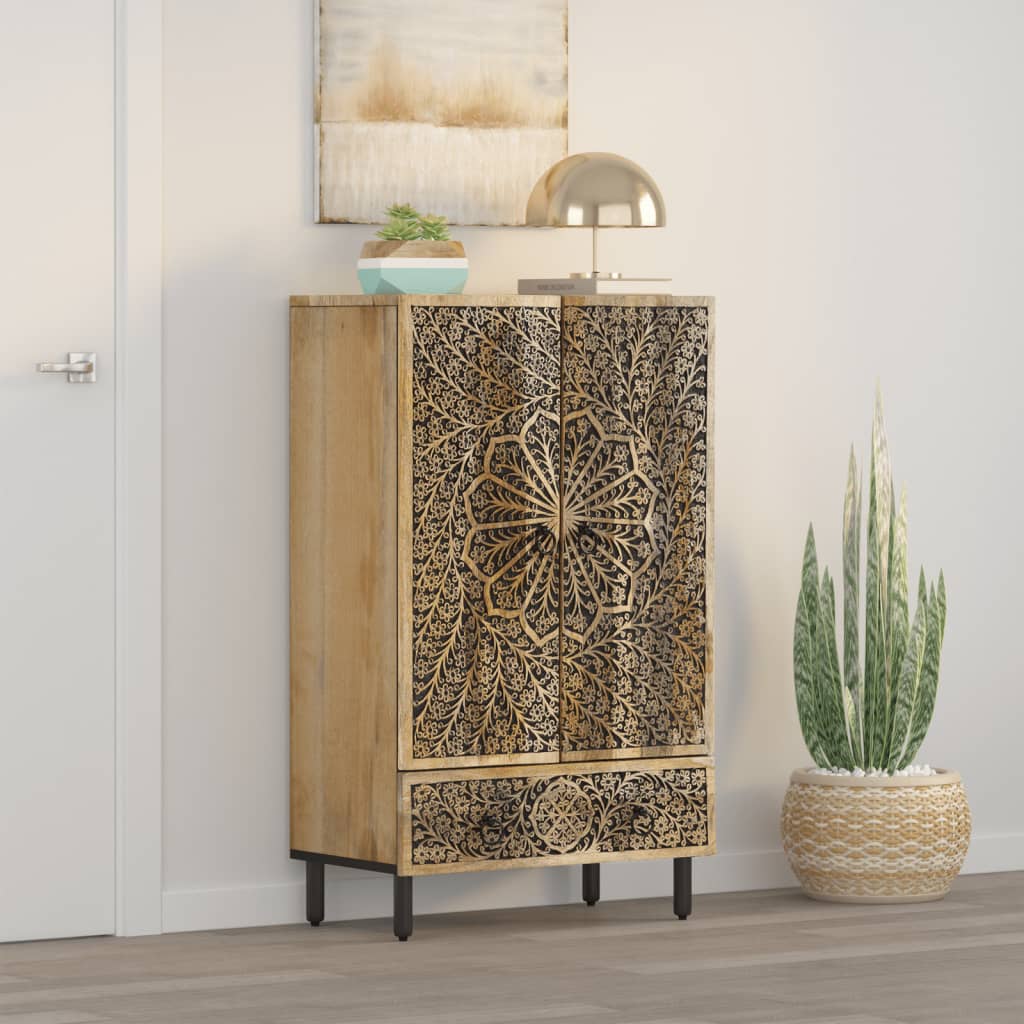Hoge kast 60x33x100 cm massief mangohout is nu te koop bij PeponiXL, paradijselijk wonen!