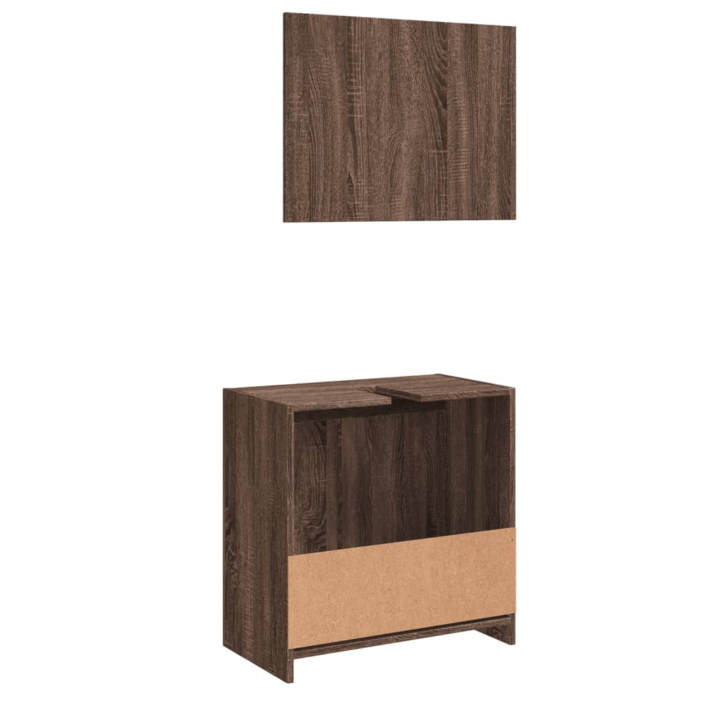 2-delige Badkamermeubelset bewerkt hout bruin eikenkleur is nu te koop bij PeponiXL, paradijselijk wonen!