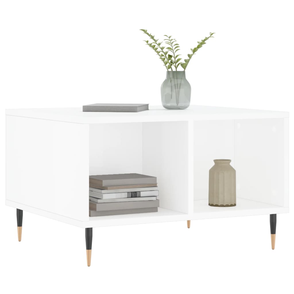 Salontafel 60x50x36,5 cm bewerkt hout hoogglans wit is nu te koop bij PeponiXL, paradijselijk wonen!