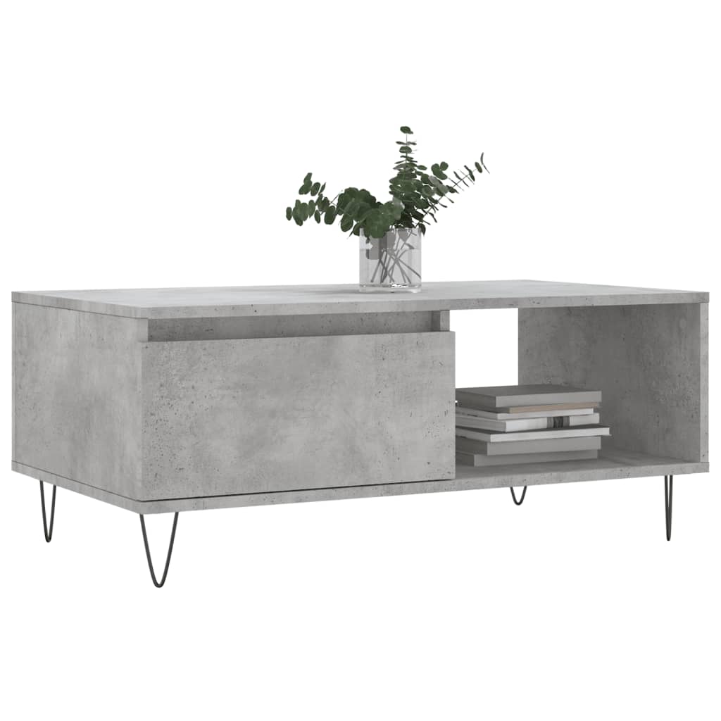 Salontafel 90x50x36,5 cm bewerkt hout betongrijs is nu te koop bij PeponiXL, paradijselijk wonen!