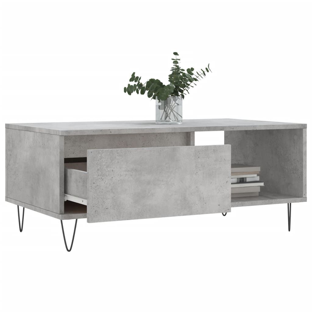 Salontafel 90x50x36,5 cm bewerkt hout betongrijs is nu te koop bij PeponiXL, paradijselijk wonen!