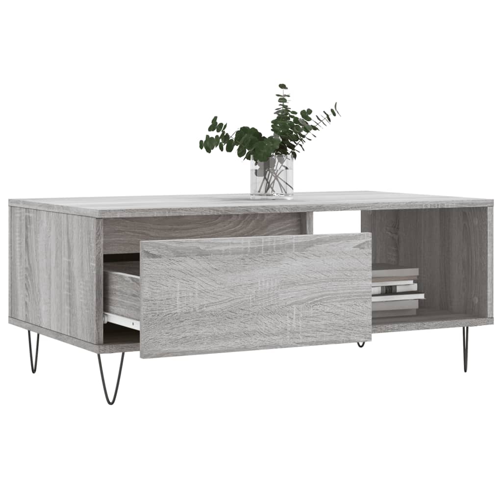Salontafel 90x50x36,5 cm bewerkt hout grijs sonoma is nu te koop bij PeponiXL, paradijselijk wonen!