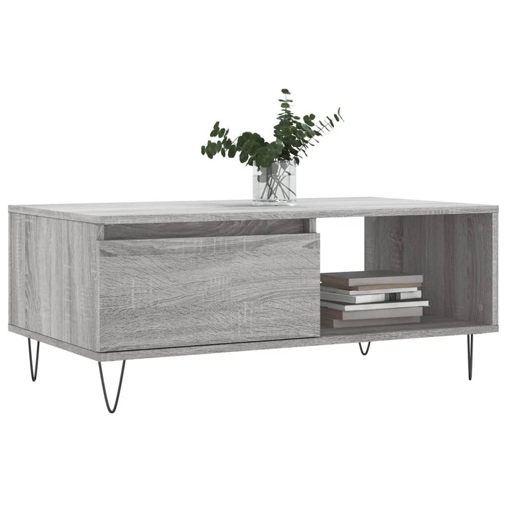 Salontafel 90x50x36,5 cm bewerkt hout grijs sonoma is nu te koop bij PeponiXL, paradijselijk wonen!