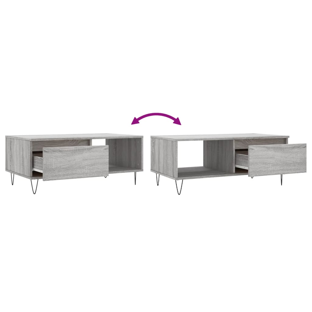Salontafel 90x50x36,5 cm bewerkt hout grijs sonoma is nu te koop bij PeponiXL, paradijselijk wonen!