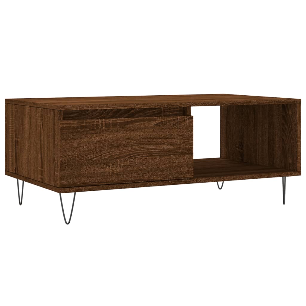 Salontafel 90x50x36,5 cm bewerkt hout bruin eikenkleur is nu te koop bij PeponiXL, paradijselijk wonen!