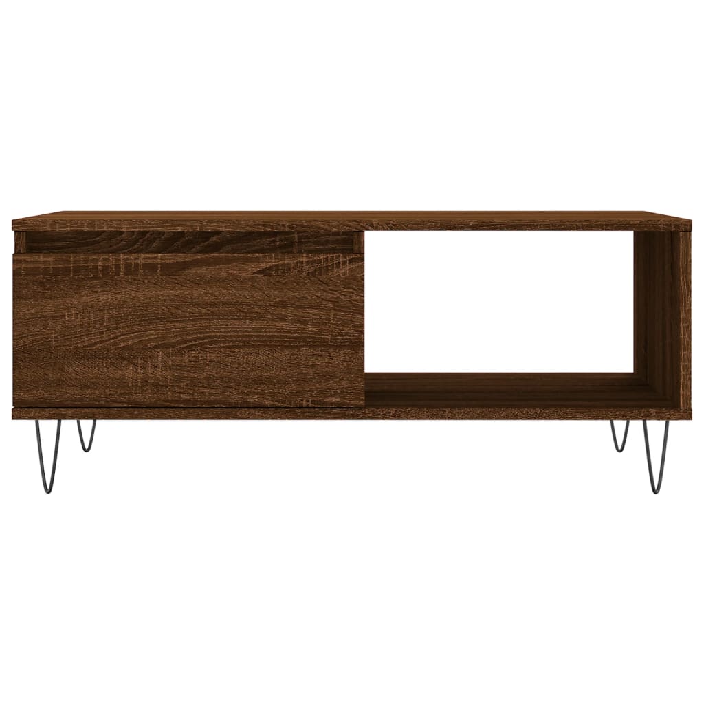 Salontafel 90x50x36,5 cm bewerkt hout bruin eikenkleur is nu te koop bij PeponiXL, paradijselijk wonen!