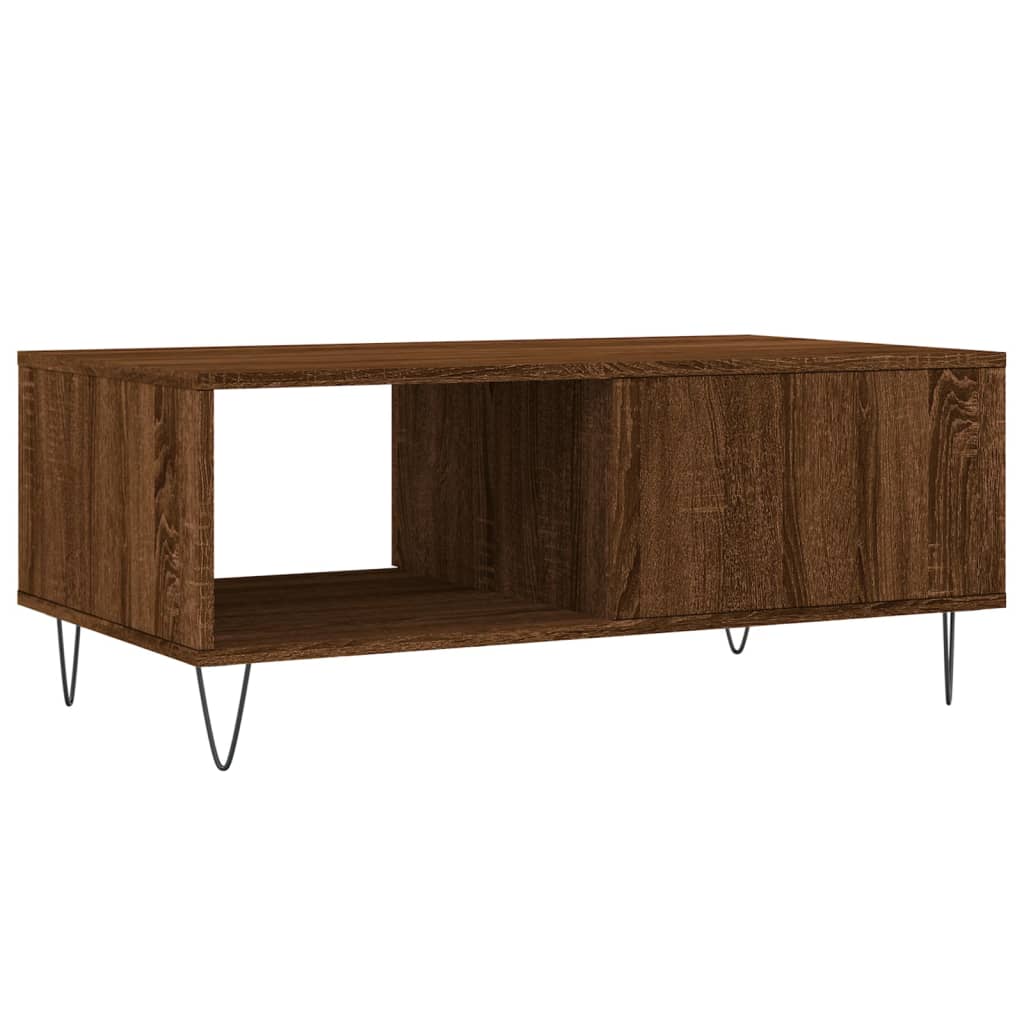 Salontafel 90x50x36,5 cm bewerkt hout bruin eikenkleur is nu te koop bij PeponiXL, paradijselijk wonen!