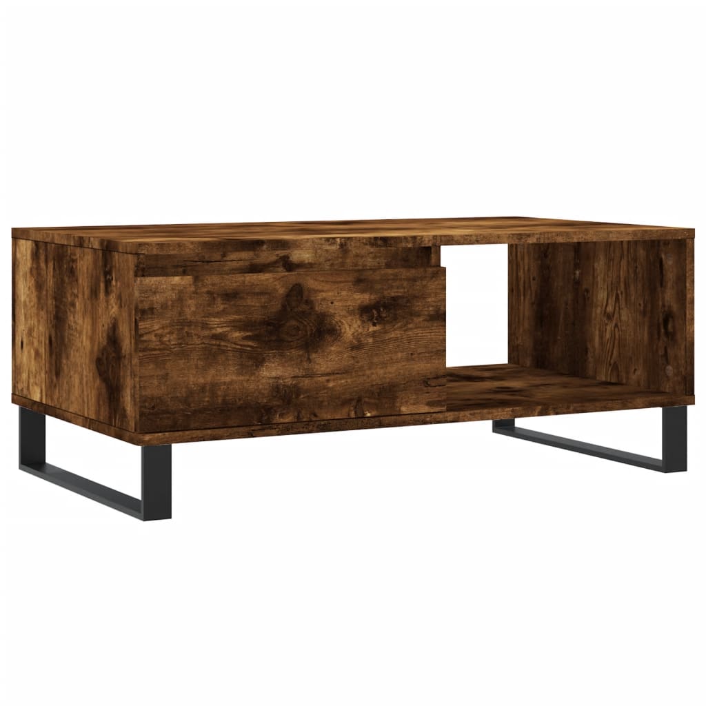 Salontafel 90x50x36,5 cm bewerkt hout gerookt eikenkleurig is nu te koop bij PeponiXL, paradijselijk wonen!