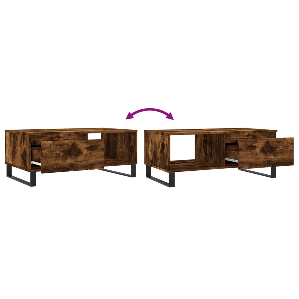 Salontafel 90x50x36,5 cm bewerkt hout gerookt eikenkleurig is nu te koop bij PeponiXL, paradijselijk wonen!