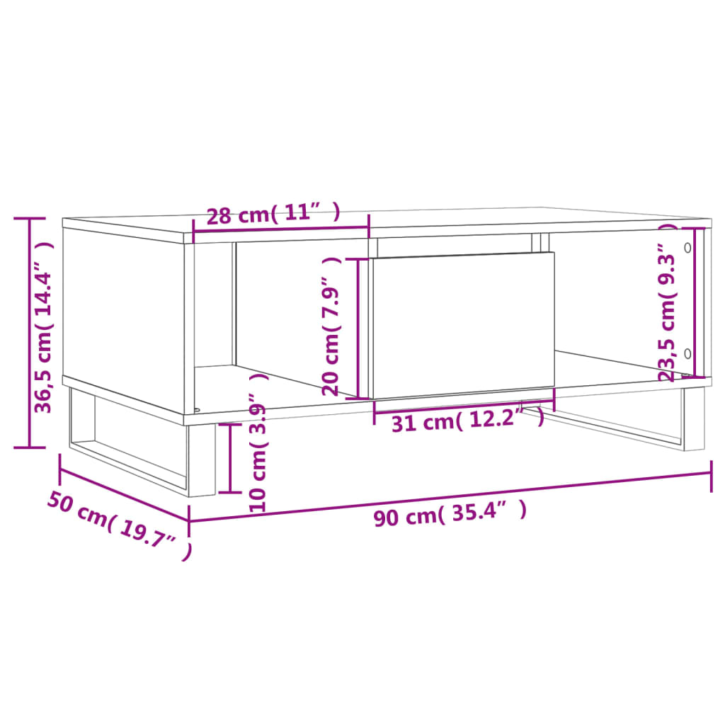 Salontafel 90x50x36,5 cm bewerkt hout zwart is nu te koop bij PeponiXL, paradijselijk wonen!