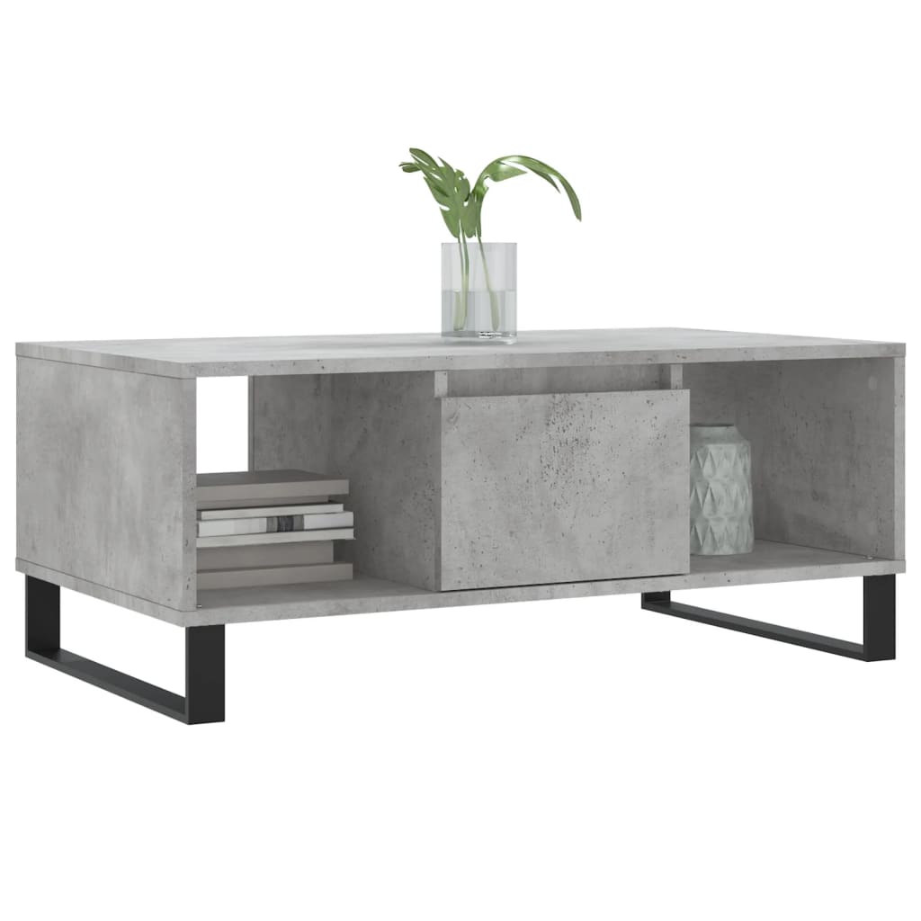 Salontafel 90x50x36,5 cm bewerkt hout betongrijs is nu te koop bij PeponiXL, paradijselijk wonen!