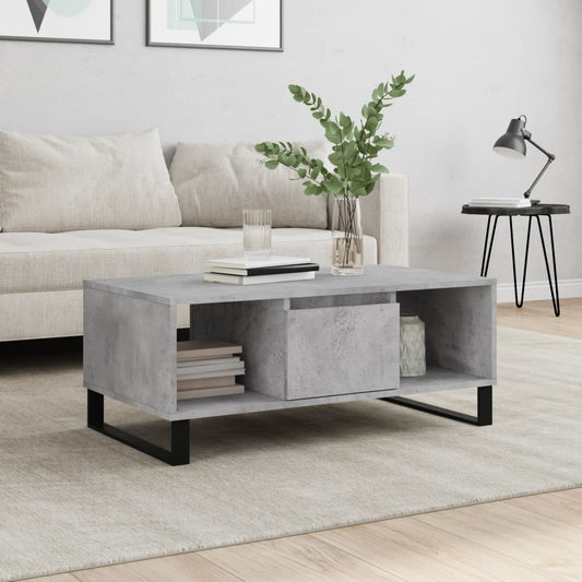 Salontafel 90x50x36,5 cm bewerkt hout betongrijs is nu te koop bij PeponiXL, paradijselijk wonen!