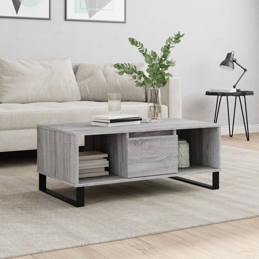 Salontafel 90x50x36,5 cm bewerkt hout grijs sonoma is nu te koop bij PeponiXL, paradijselijk wonen!