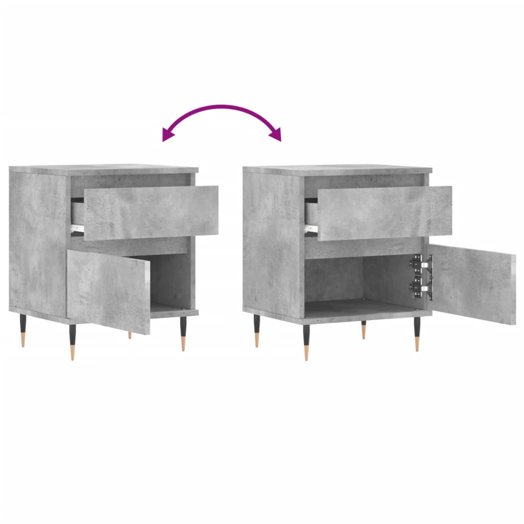 Nachtkastjes 2 st 40x35x50 cm bewerkt hout betongrijs is nu te koop bij PeponiXL, paradijselijk wonen!