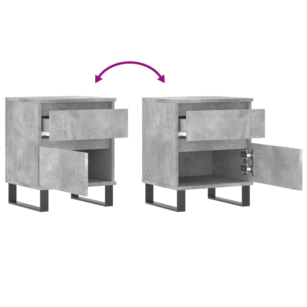 Nachtkastjes 2 st 40x35x50 cm bewerkt hout betongrijs is nu te koop bij PeponiXL, paradijselijk wonen!
