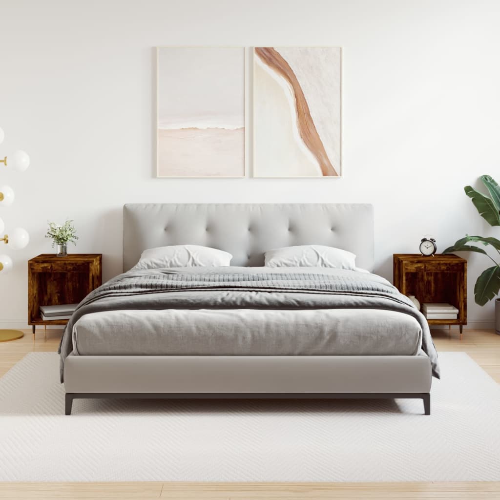 Nachtkastjes 2 st 40x35x50 cm bewerkt hout gerookt eikenkleurig is nu te koop bij PeponiXL, paradijselijk wonen!