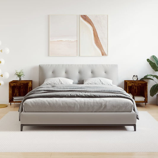 Nachtkastjes 2 st 40x35x50 cm bewerkt hout gerookt eikenkleurig is nu te koop bij PeponiXL, paradijselijk wonen!