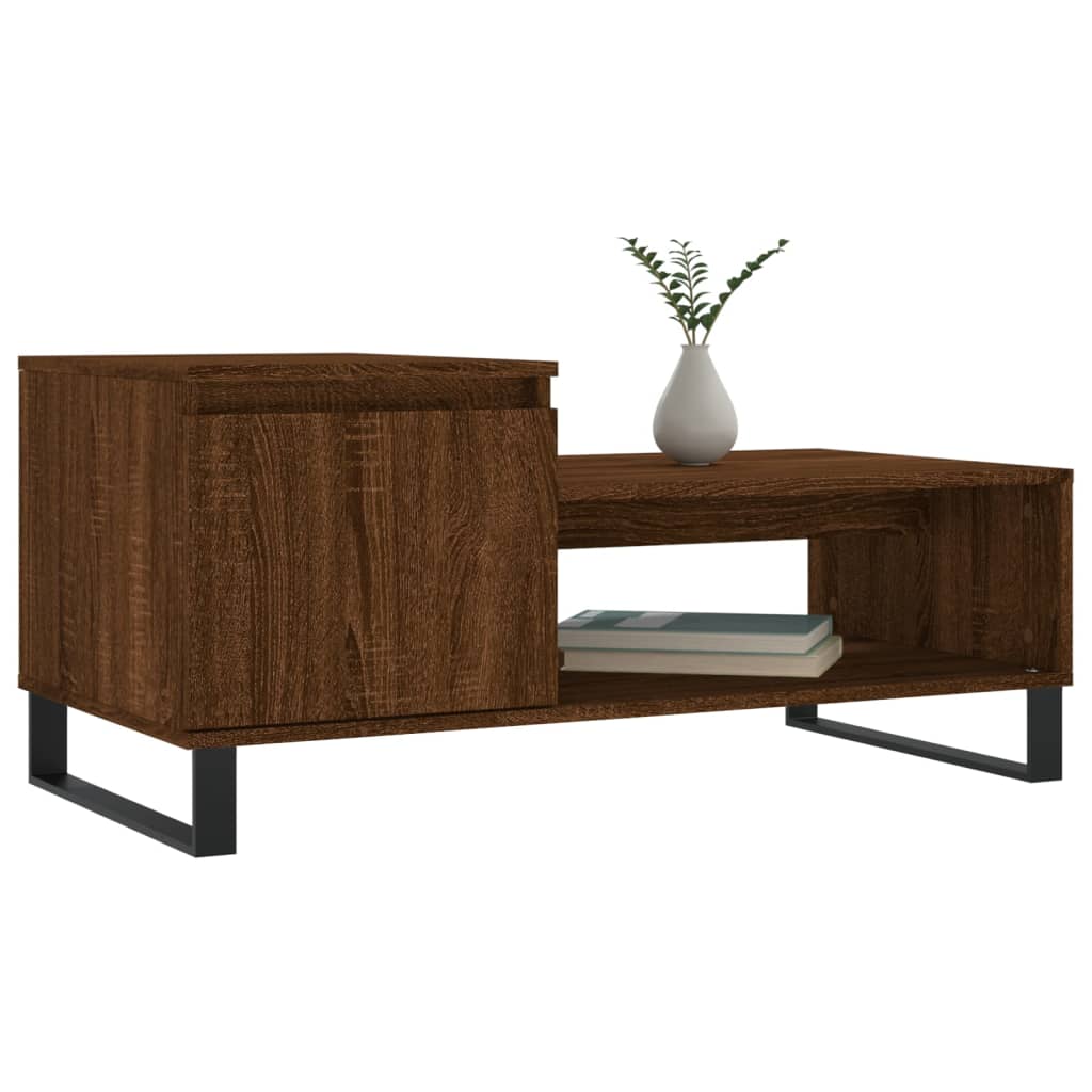 Salontafel 100x50x45 cm bewerkt hout bruineiken is nu te koop bij PeponiXL, paradijselijk wonen!