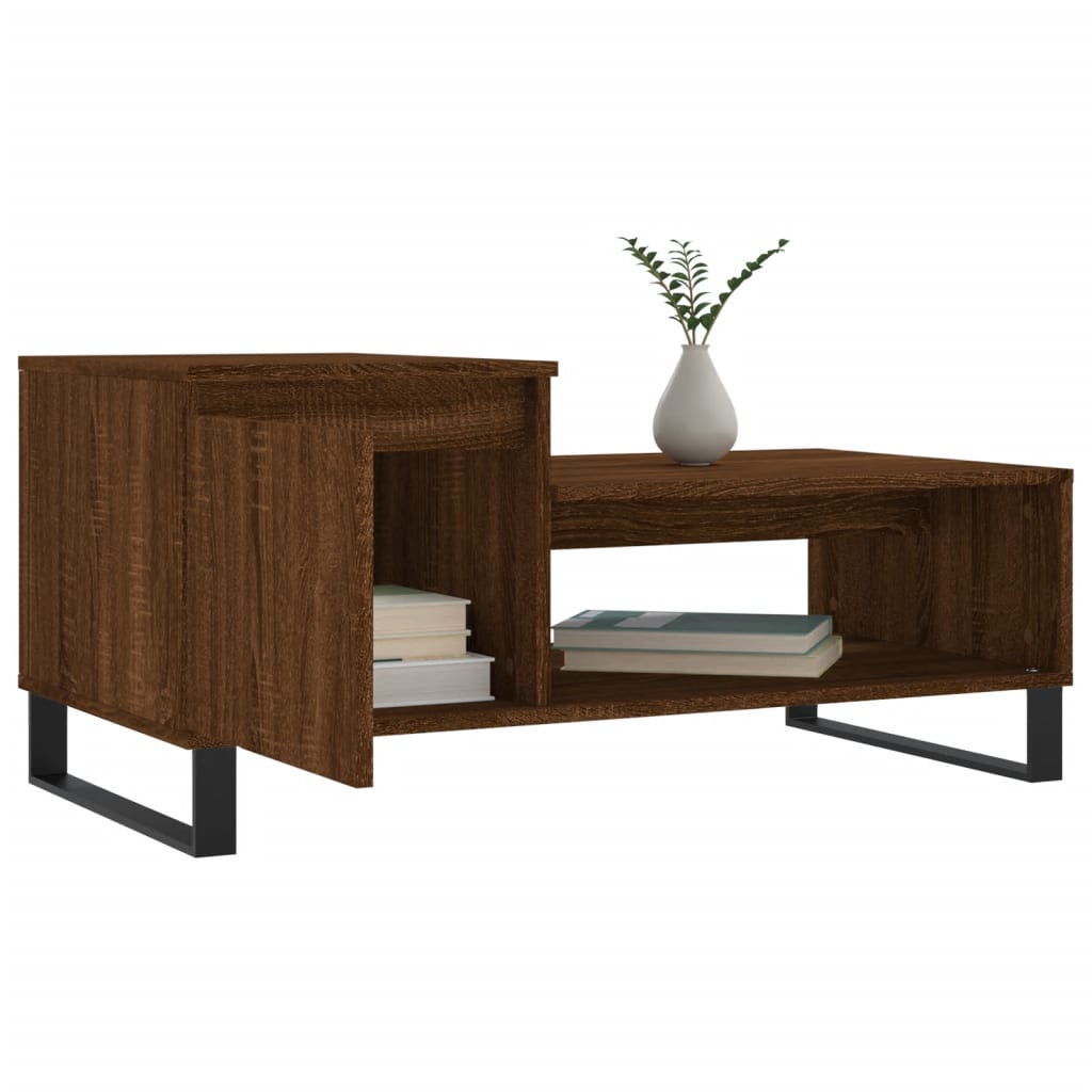 Salontafel 100x50x45 cm bewerkt hout bruineiken is nu te koop bij PeponiXL, paradijselijk wonen!
