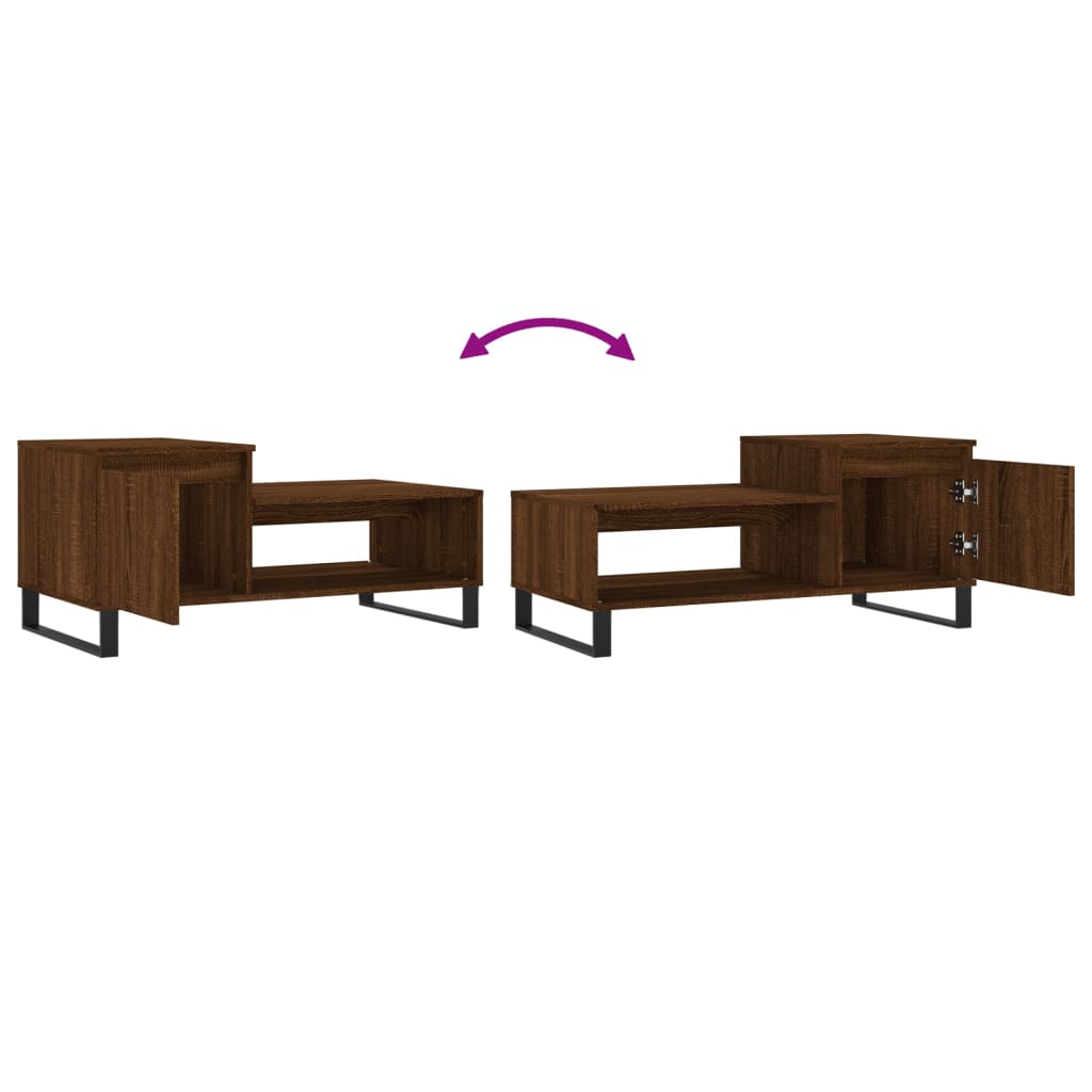 Salontafel 100x50x45 cm bewerkt hout bruineiken is nu te koop bij PeponiXL, paradijselijk wonen!