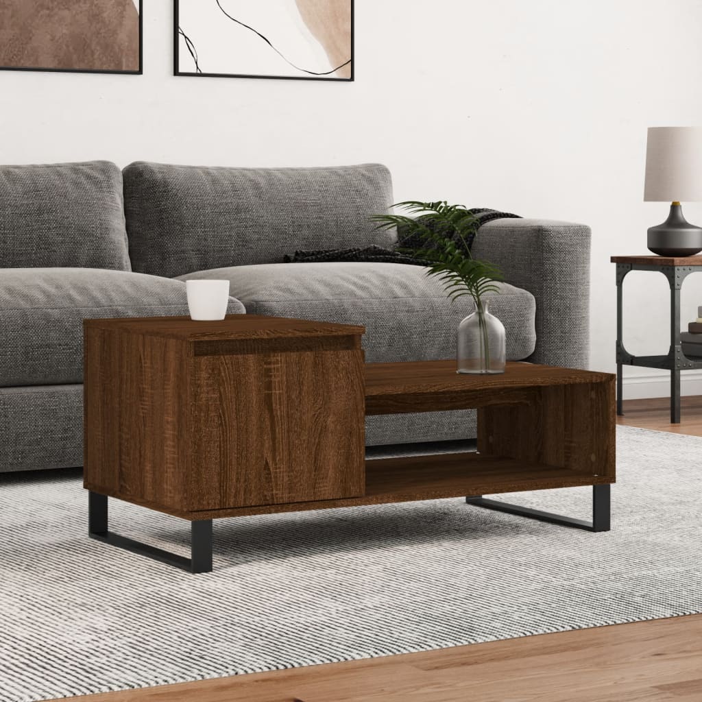 Salontafel 100x50x45 cm bewerkt hout bruineiken is nu te koop bij PeponiXL, paradijselijk wonen!