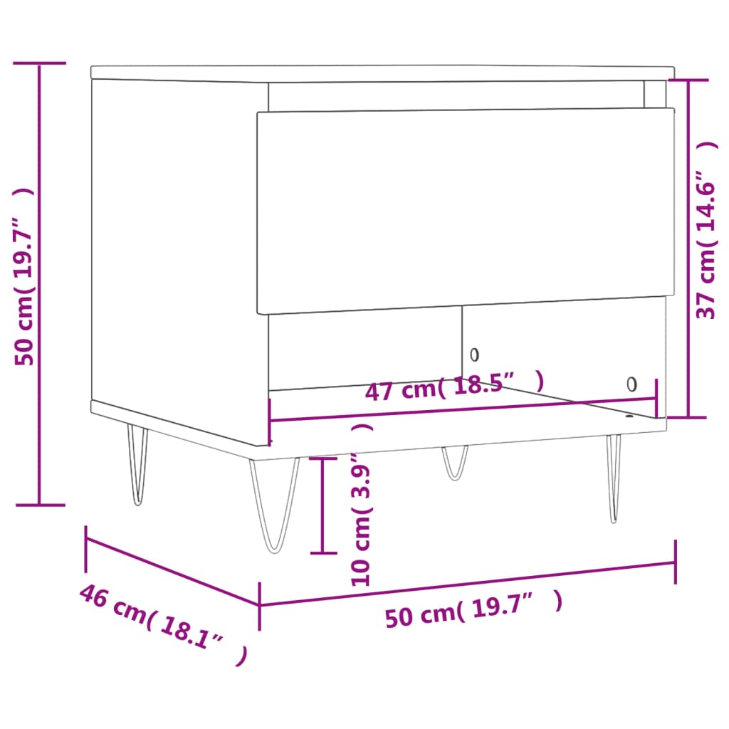 Salontafel 50x46x50 cm bewerkt hout betongrijs is nu te koop bij PeponiXL, paradijselijk wonen!