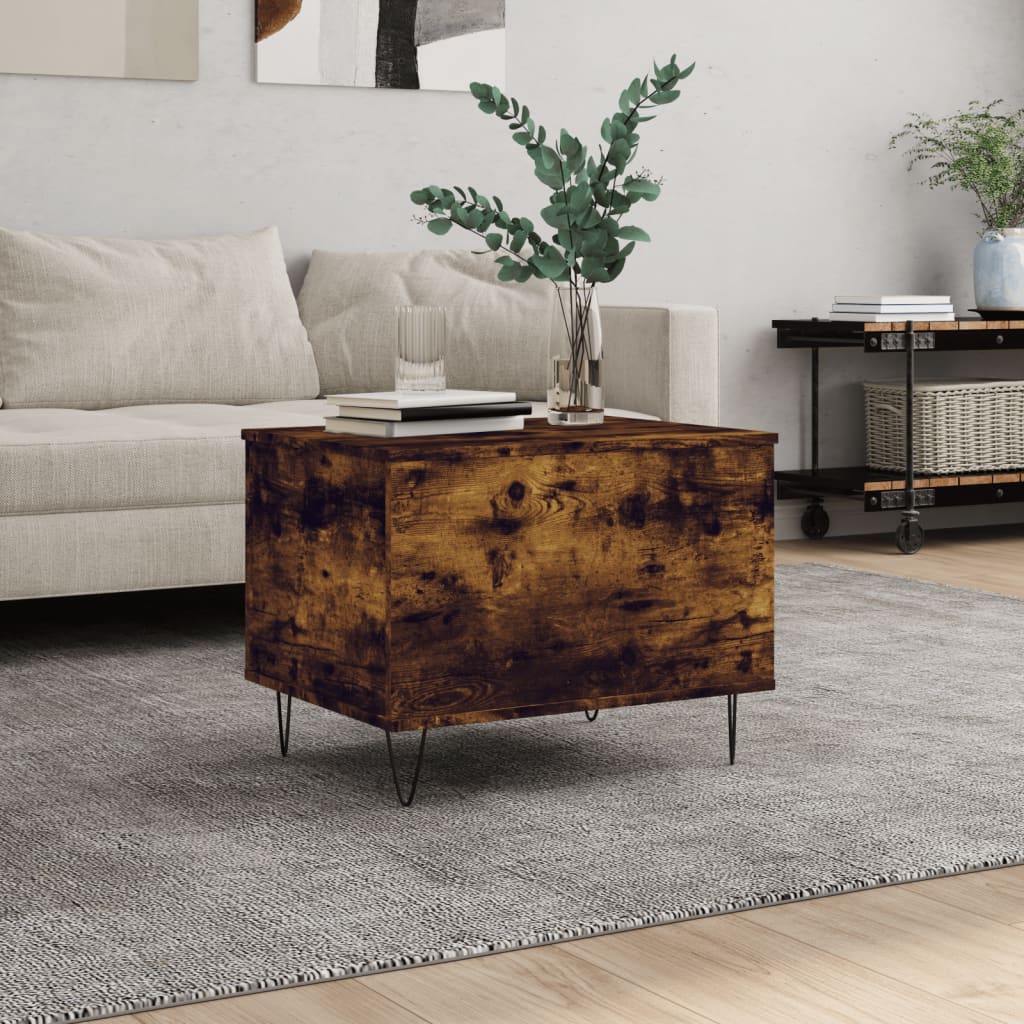 Salontafel 60x44,5x45 cm bewerkt hout gerookt eikenkleurig is nu te koop bij PeponiXL, paradijselijk wonen!