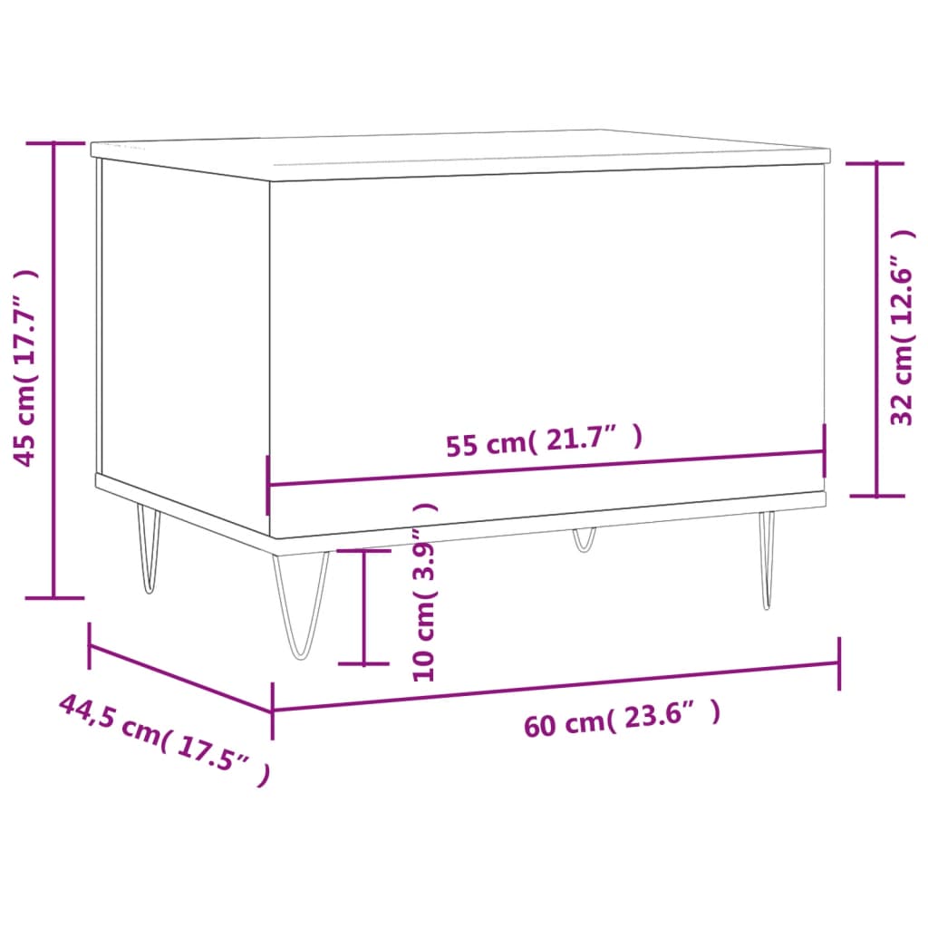 Salontafel 60x44,5x45 cm bewerkt hout grijs sonoma eikenkleurig is nu te koop bij PeponiXL, paradijselijk wonen!