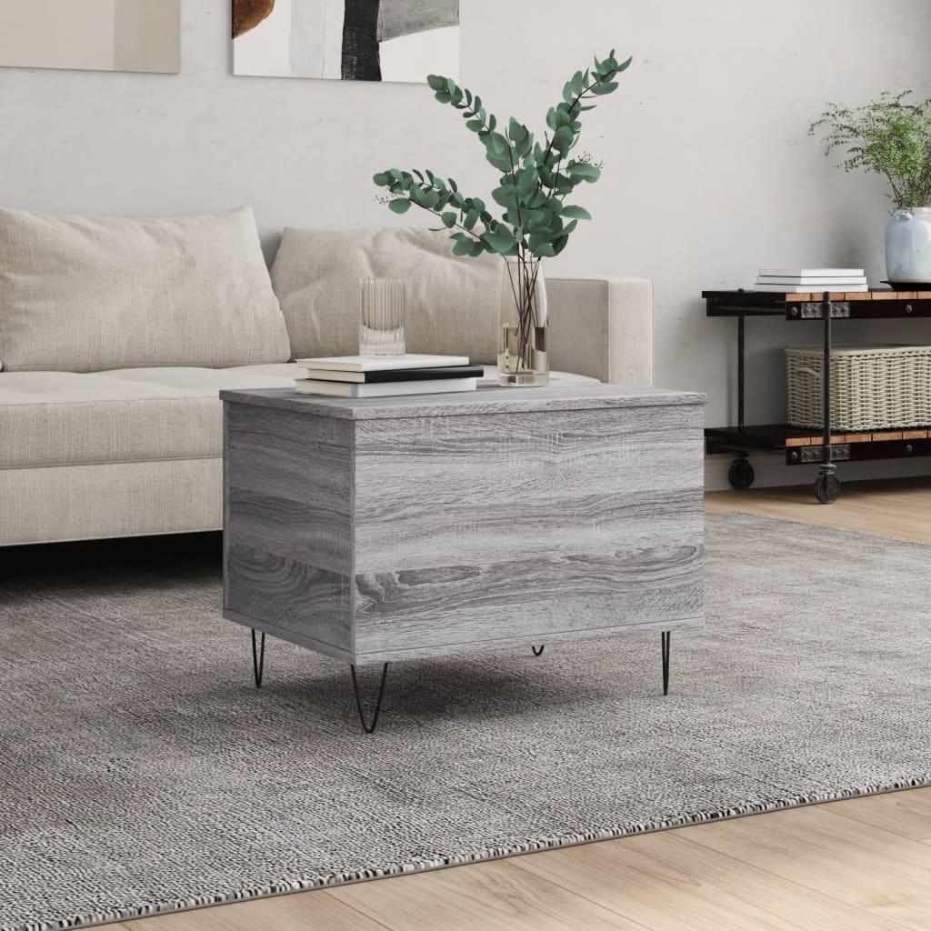 Salontafel 60x44,5x45 cm bewerkt hout grijs sonoma eikenkleurig is nu te koop bij PeponiXL, paradijselijk wonen!