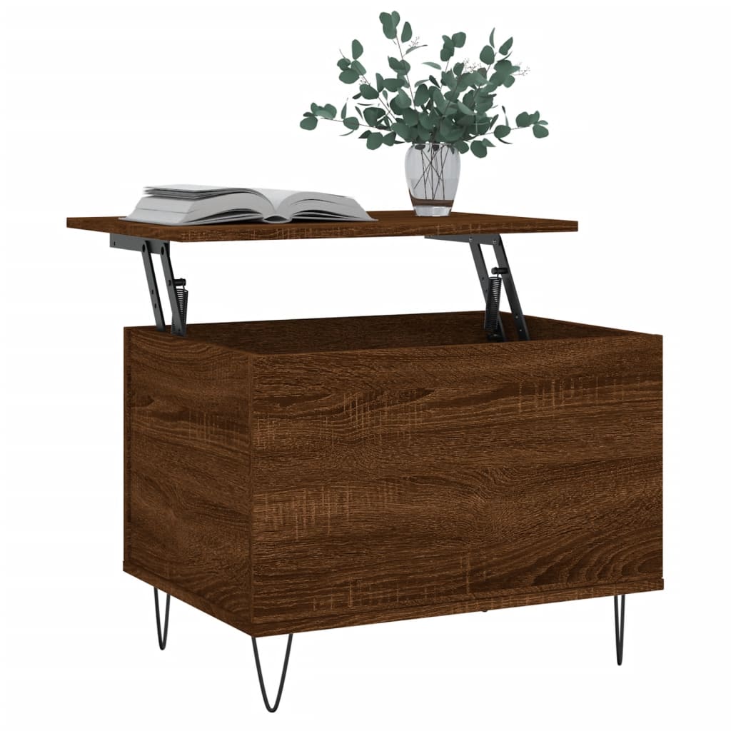 Salontafel 60x44,5x45 cm bewerkt hout bruin eikenkleur is nu te koop bij PeponiXL, paradijselijk wonen!