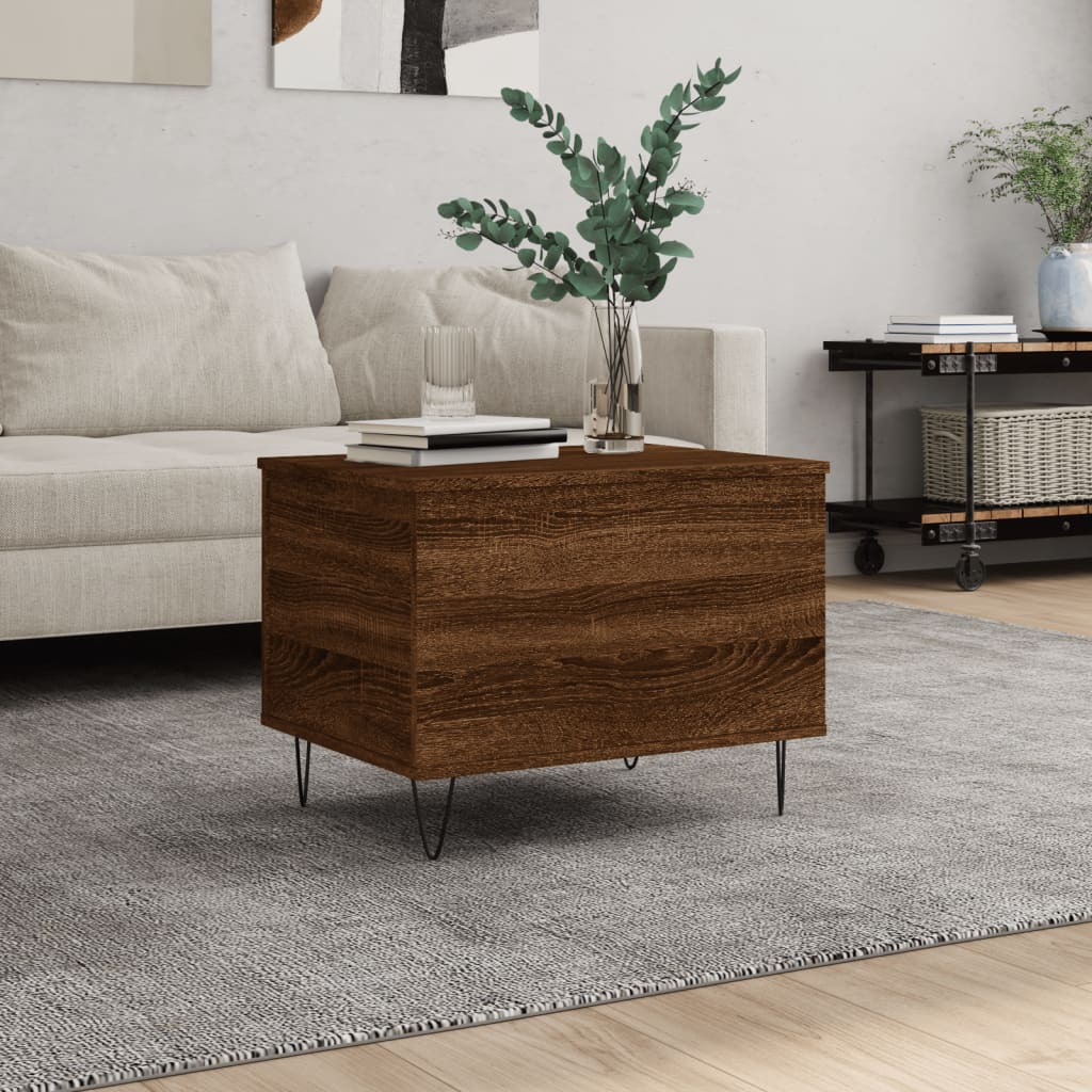 Salontafel 60x44,5x45 cm bewerkt hout bruin eikenkleur is nu te koop bij PeponiXL, paradijselijk wonen!