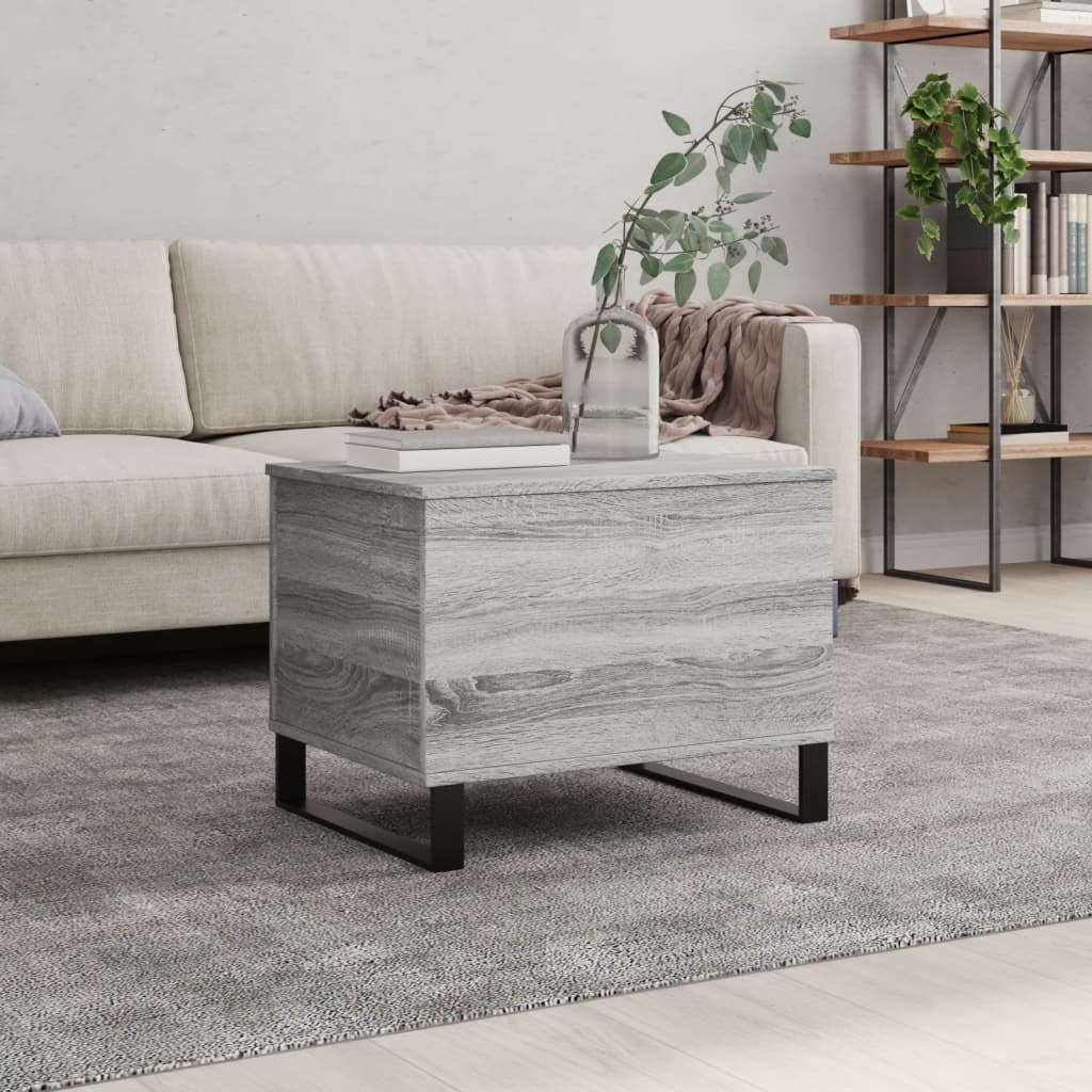 Salontafel 60x44,5x45 cm bewerkt hout grijs sonoma eikenkleurig is nu te koop bij PeponiXL, paradijselijk wonen!