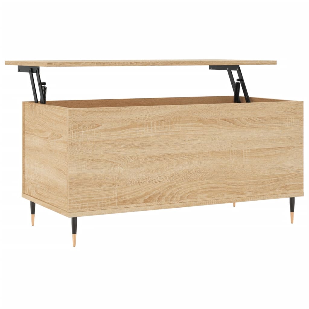Salontafel 90x44,5x45 cm bewerkt hout sonoma eikenkleurig is nu te koop bij PeponiXL, paradijselijk wonen!