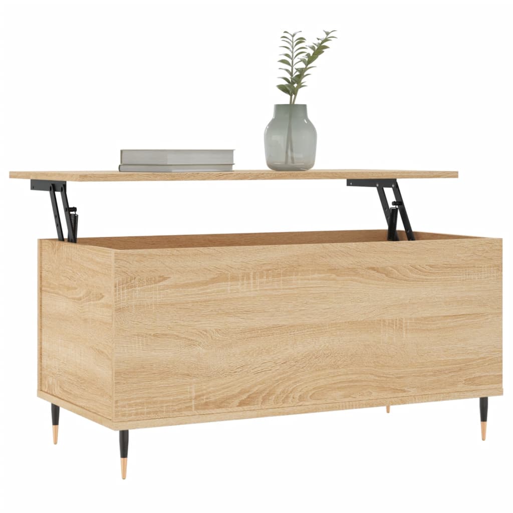 Salontafel 90x44,5x45 cm bewerkt hout sonoma eikenkleurig is nu te koop bij PeponiXL, paradijselijk wonen!