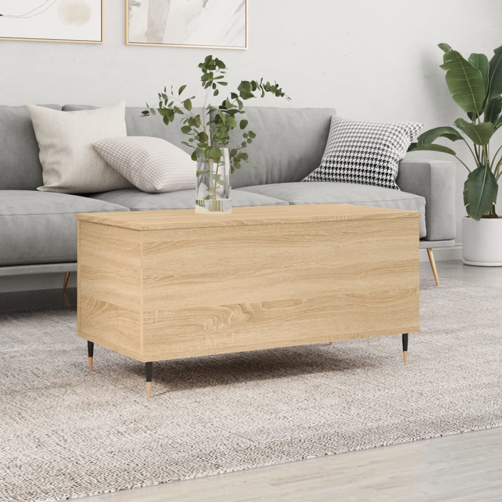 Salontafel 90x44,5x45 cm bewerkt hout sonoma eikenkleurig is nu te koop bij PeponiXL, paradijselijk wonen!