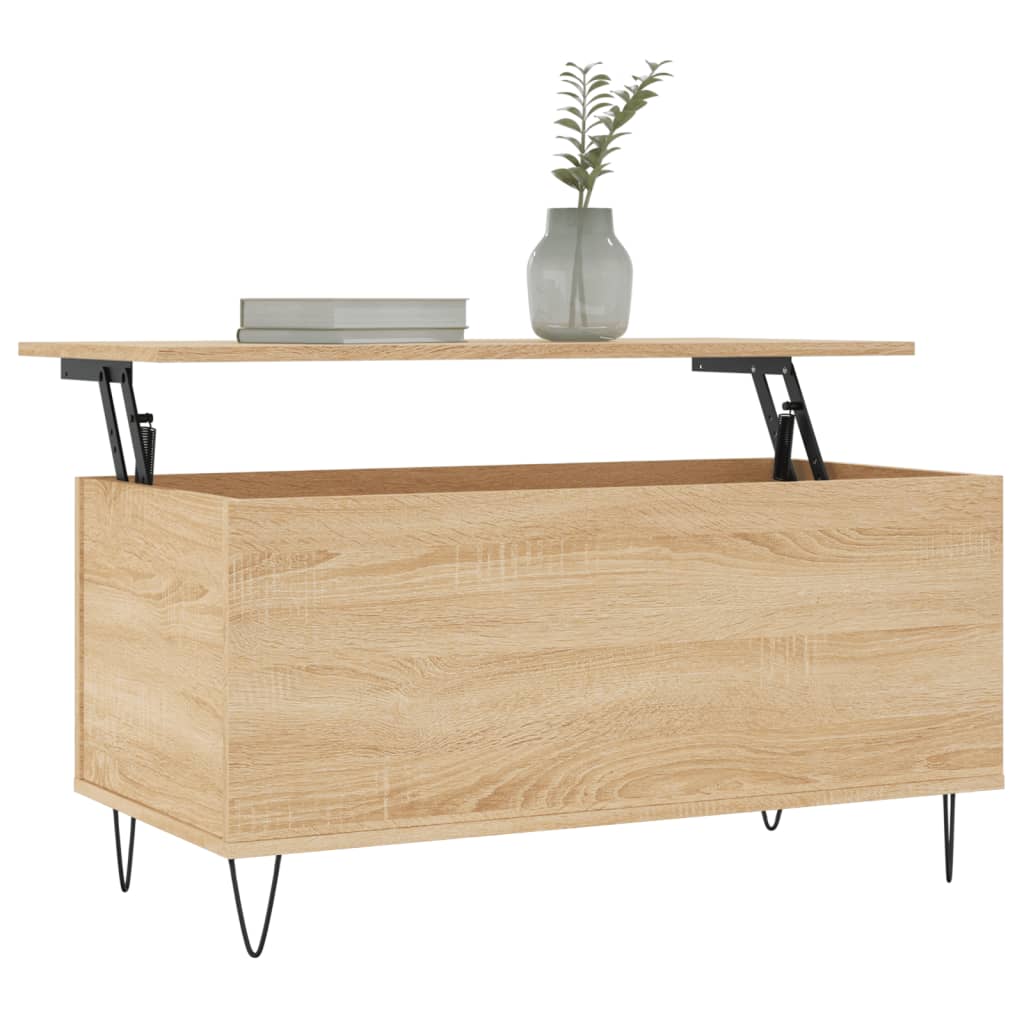 Salontafel 90x44,5x45 cm bewerkt hout sonoma eikenkleurig is nu te koop bij PeponiXL, paradijselijk wonen!