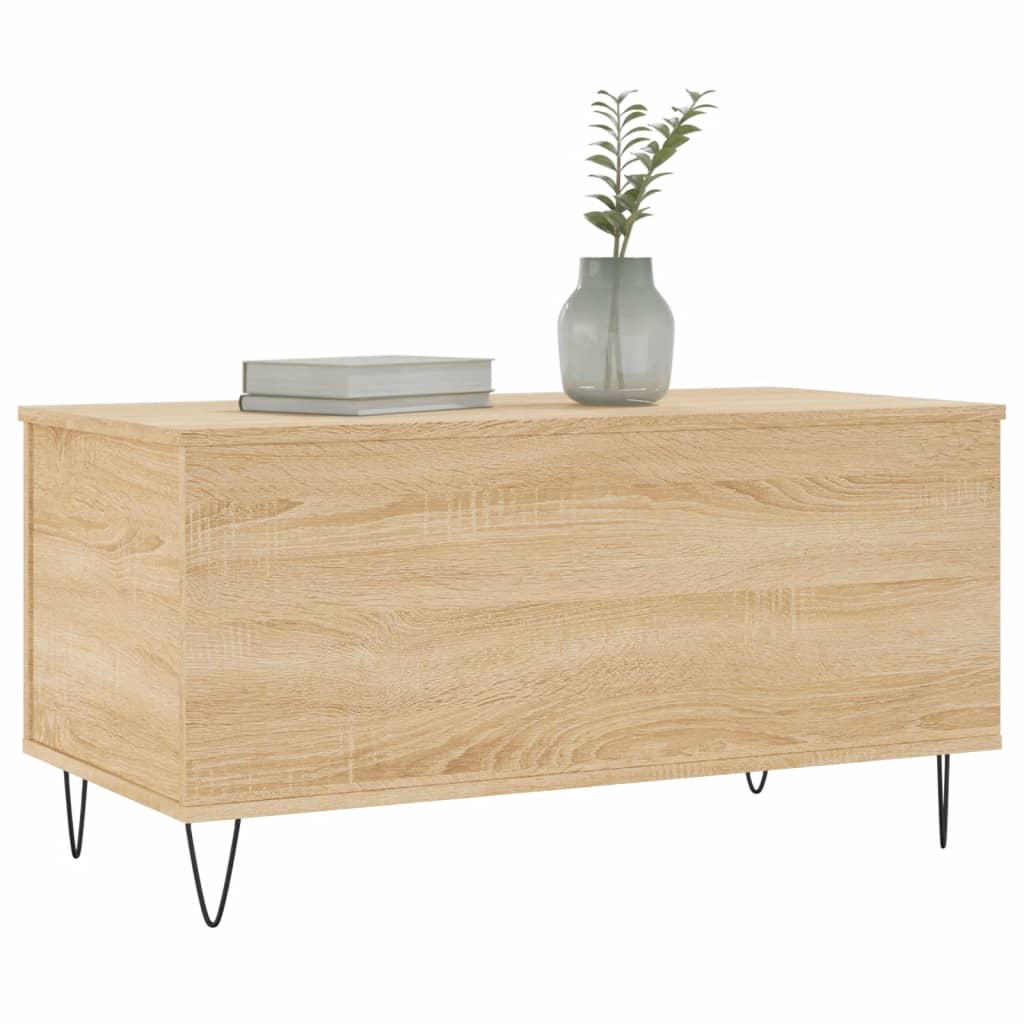 Salontafel 90x44,5x45 cm bewerkt hout sonoma eikenkleurig is nu te koop bij PeponiXL, paradijselijk wonen!