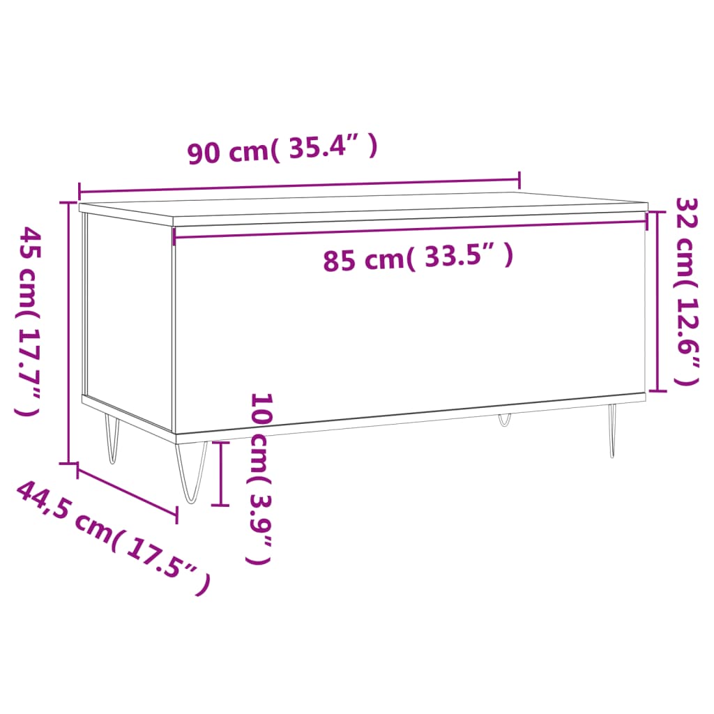 Salontafel 90x44,5x45 cm bewerkt hout sonoma eikenkleurig is nu te koop bij PeponiXL, paradijselijk wonen!