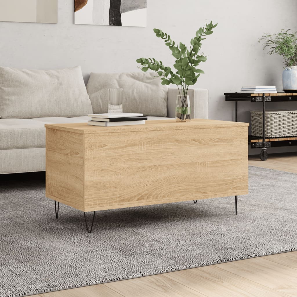 Salontafel 90x44,5x45 cm bewerkt hout sonoma eikenkleurig is nu te koop bij PeponiXL, paradijselijk wonen!