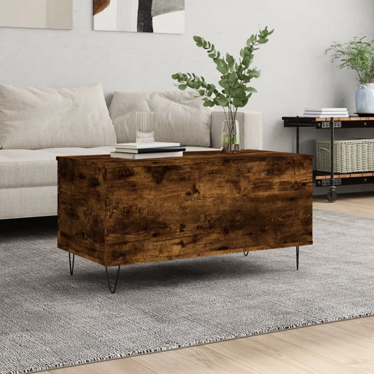Salontafel 90x44,5x45 cm bewerkt hout gerookt eikenkleurig is nu te koop bij PeponiXL, paradijselijk wonen!