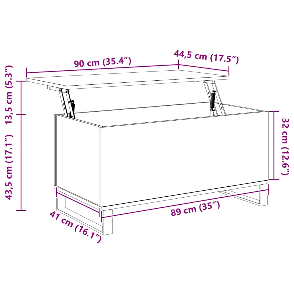 Salontafel 90x44,5x45 cm bewerkt hout zwart