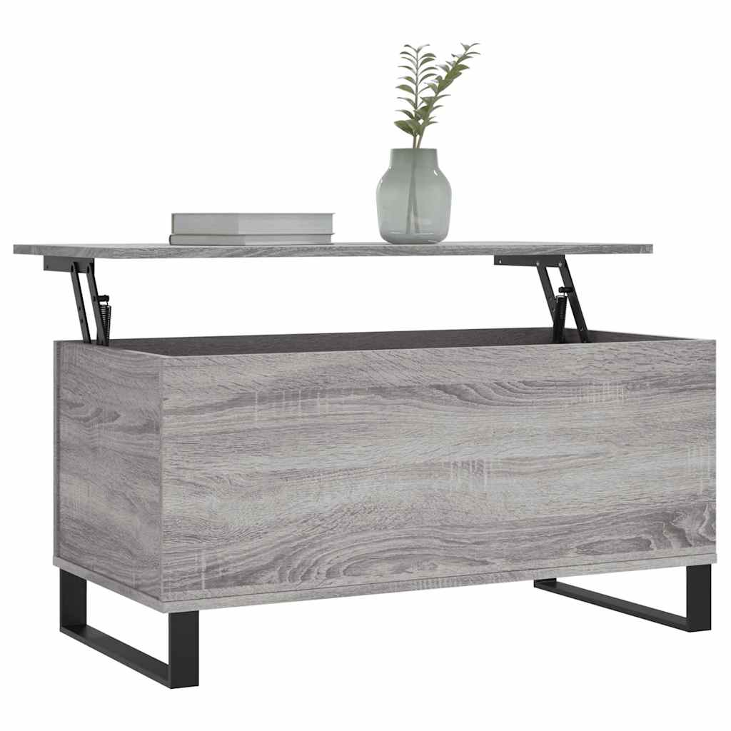 Salontafel 90x44,5x45 cm bewerkt hout grijs sonoma eikenkleurig is nu te koop bij PeponiXL, paradijselijk wonen!