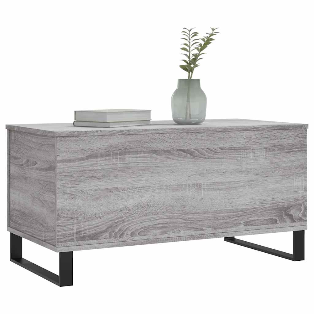 Salontafel 90x44,5x45 cm bewerkt hout grijs sonoma eikenkleurig is nu te koop bij PeponiXL, paradijselijk wonen!
