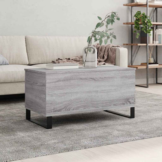 Salontafel 90x44,5x45 cm bewerkt hout grijs sonoma eikenkleurig is nu te koop bij PeponiXL, paradijselijk wonen!