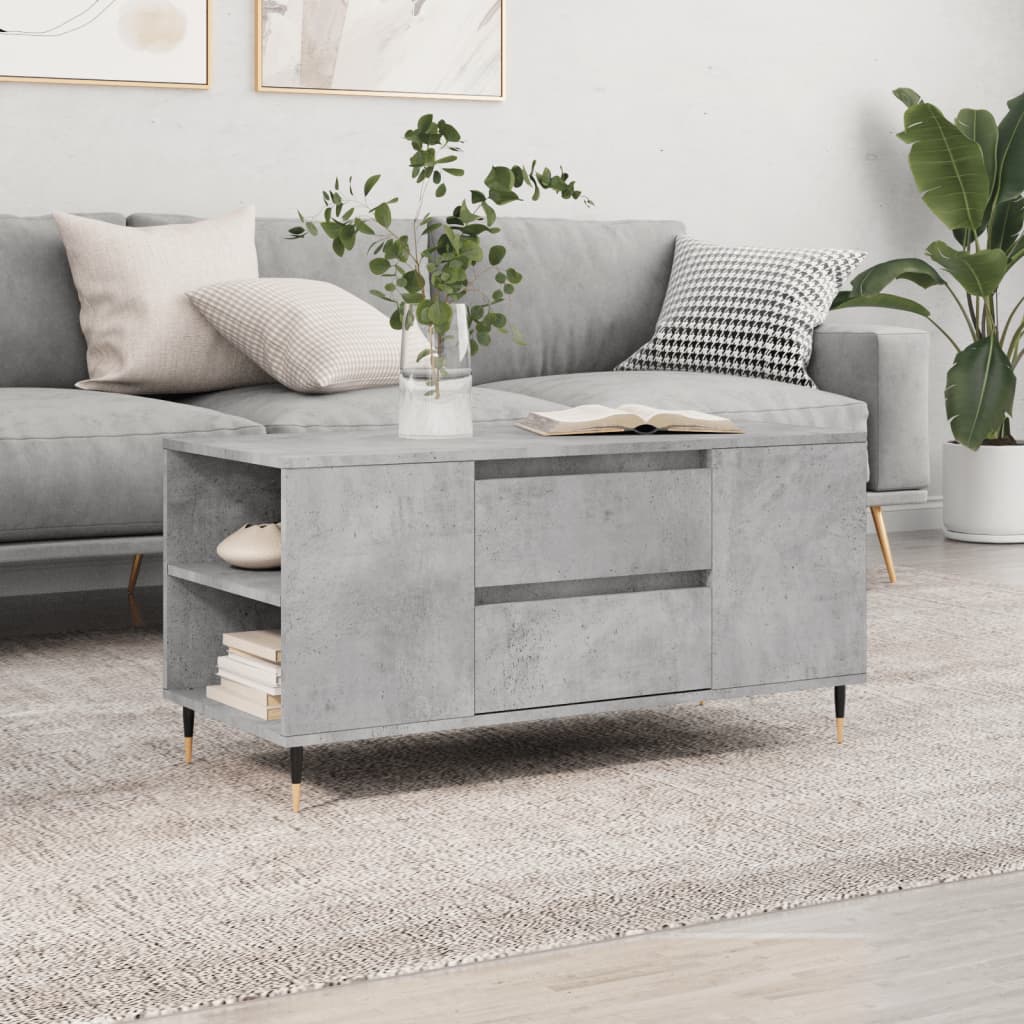 Salontafel 102x44,5x50 cm bewerkt hout betongrijs is nu te koop bij PeponiXL, paradijselijk wonen!