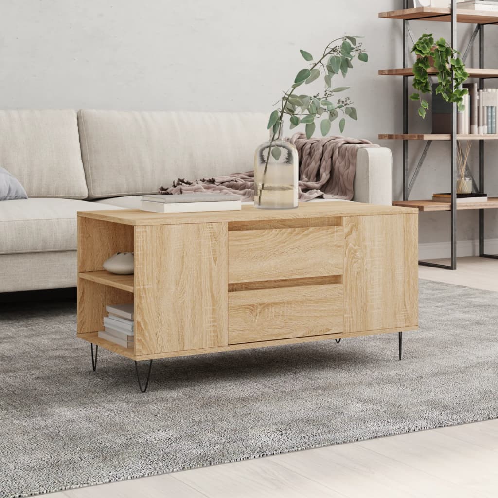 Salontafel 102x44,5x50 cm bewerkt hout sonoma eikenkleurig is nu te koop bij PeponiXL, paradijselijk wonen!