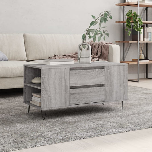 Salontafel 102x44,5x50 cm bewerkt hout grijs sonoma eikenkleur is nu te koop bij PeponiXL, paradijselijk wonen!