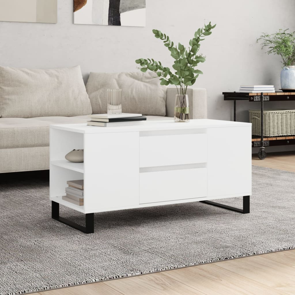 Salontafel 102x44,5x50 cm bewerkt hout wit is nu te koop bij PeponiXL, paradijselijk wonen!