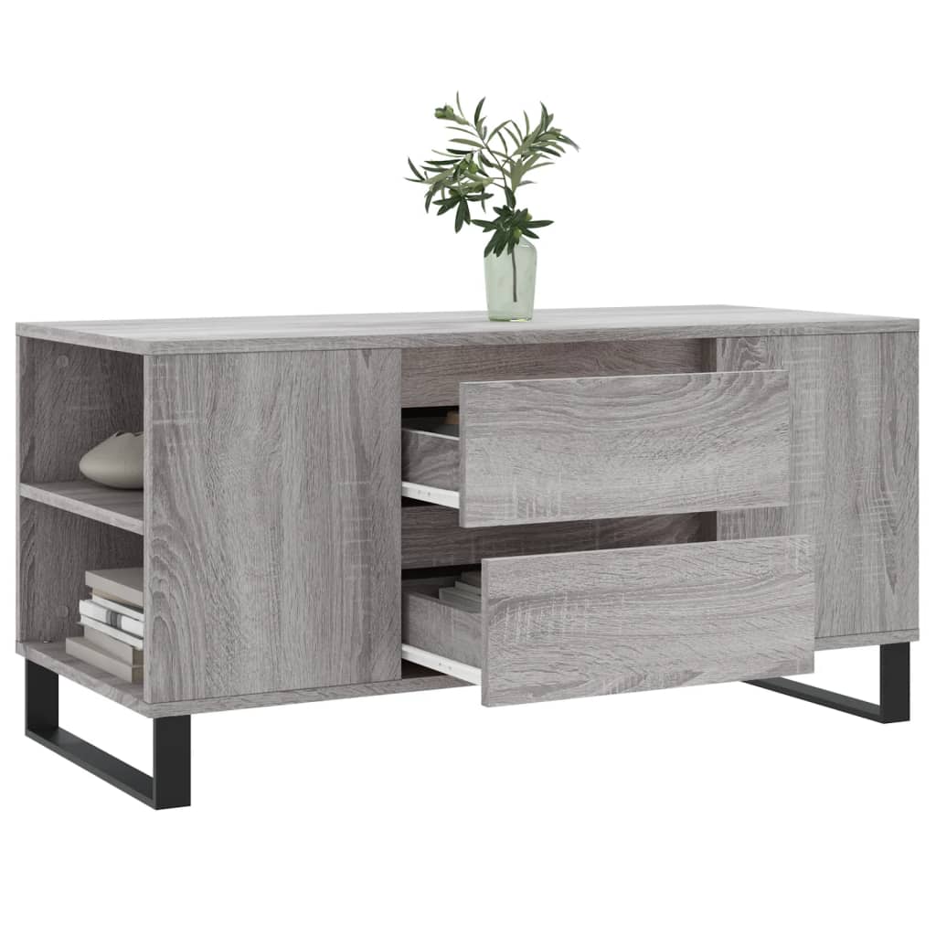 Salontafel 102x44,5x50 cm bewerkt hout grijs sonoma eikenkleur is nu te koop bij PeponiXL, paradijselijk wonen!