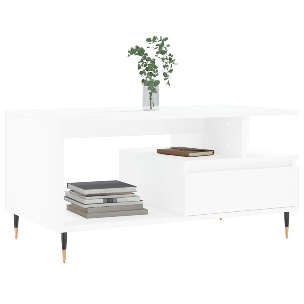 Salontafel 90x49x45 cm bewerkt hout wit is nu te koop bij PeponiXL, paradijselijk wonen!